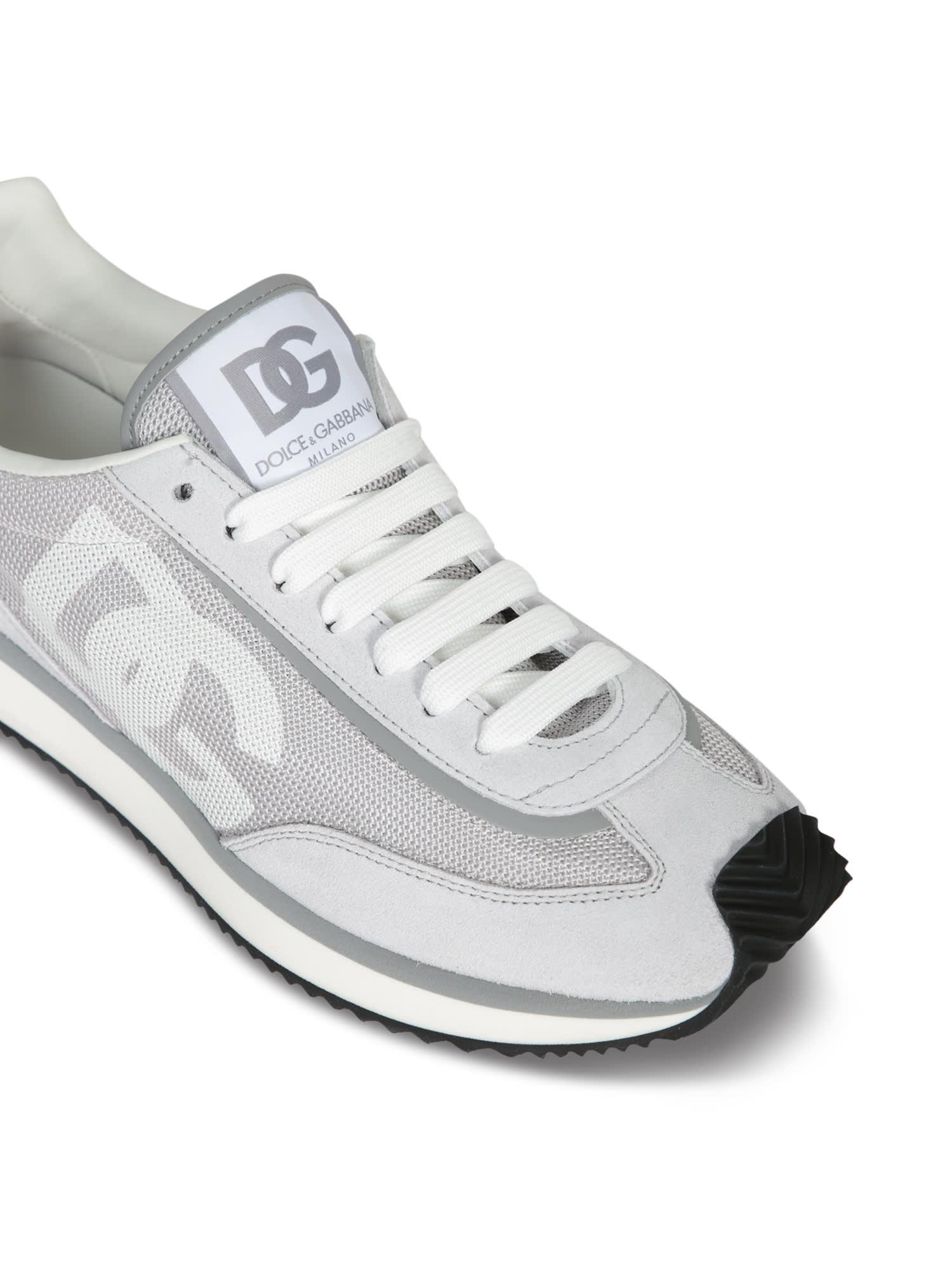 Men's Textile And Leather Runner Sneakers In Grigio/bianco Product Image