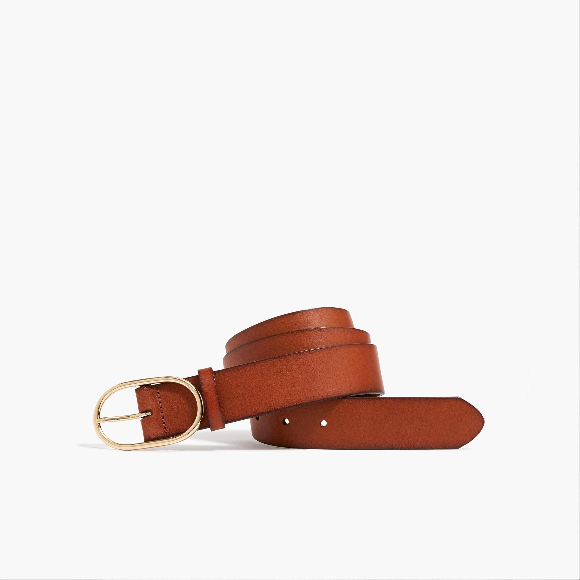 Oval-buckle leather belt Product Image