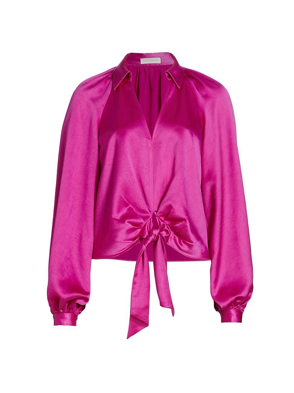 Womens Posh Emily Satin Bishop-Sleeve Blouse Product Image