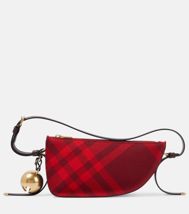 BURBERRY Check Shoulder Bag In Red Product Image