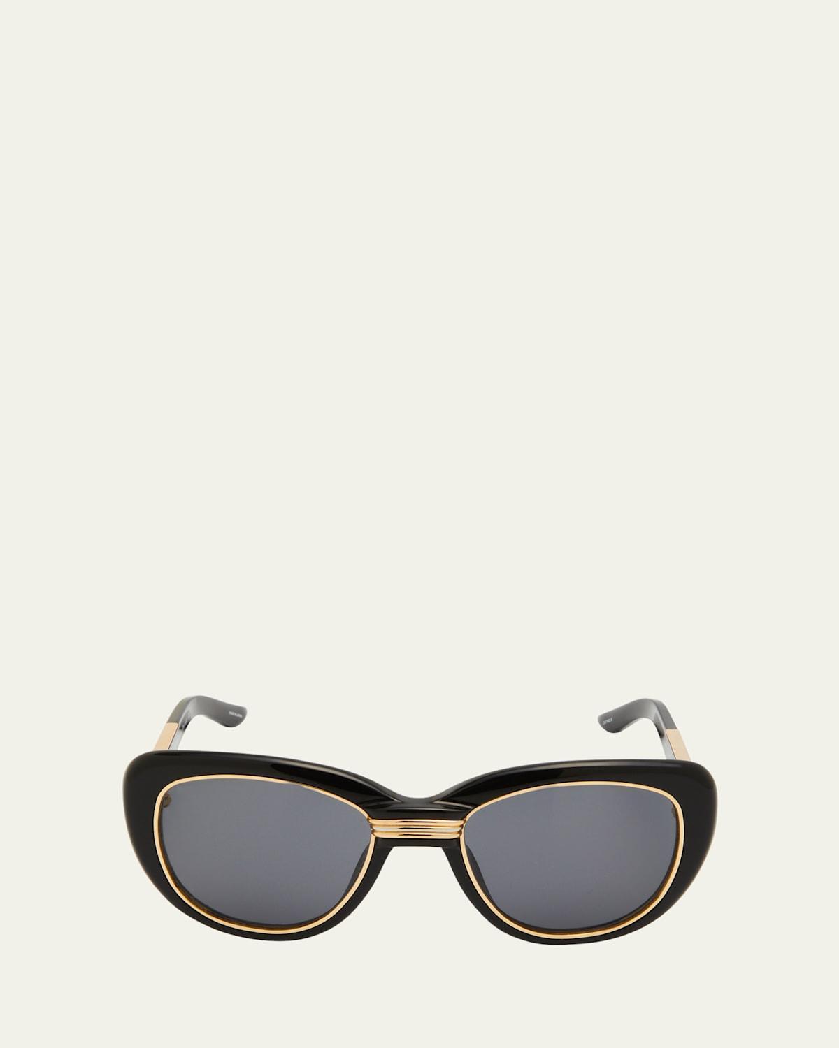 Golden Rim Acetate & Nylon Cat-Eye Sunglasses Product Image