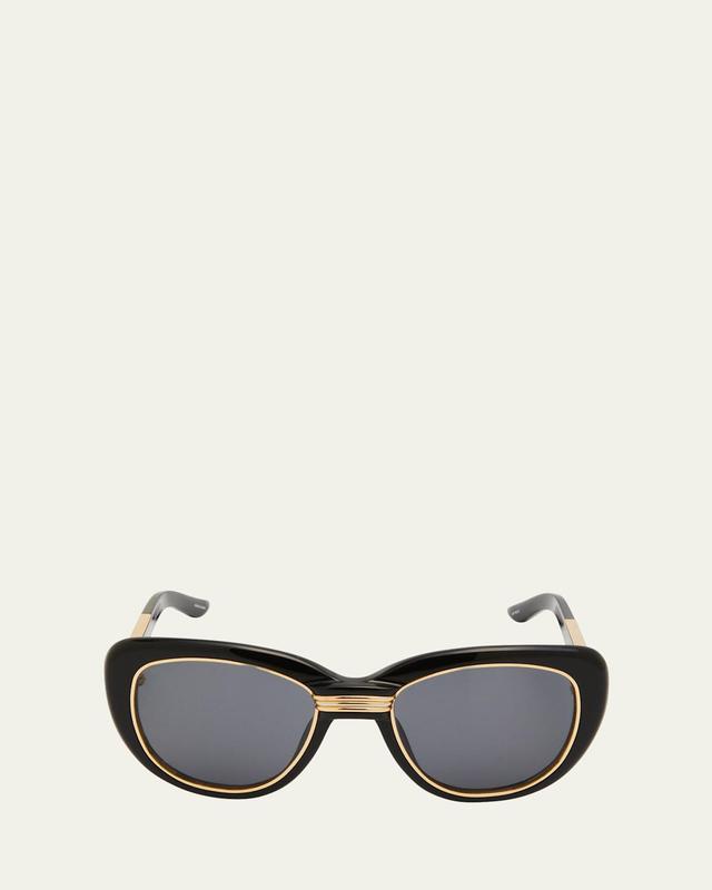 Golden Rim Acetate & Nylon Cat-Eye Sunglasses Product Image