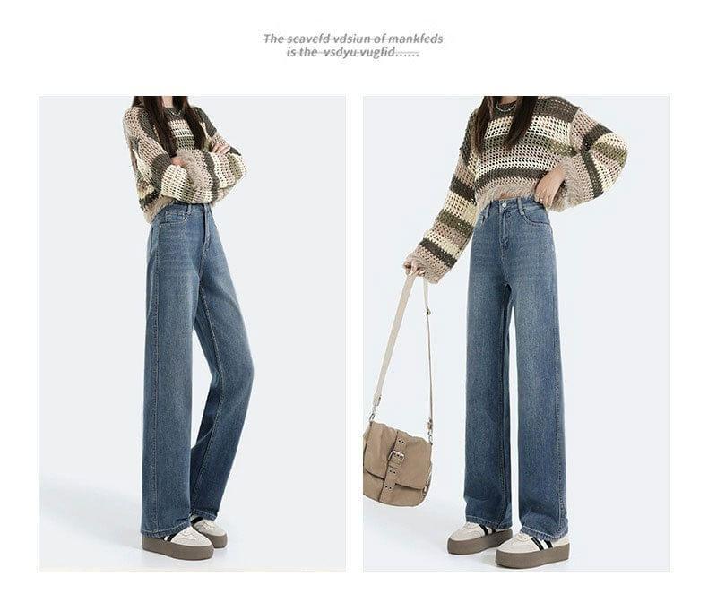 High Rise Washed Loose Fit Jeans Product Image