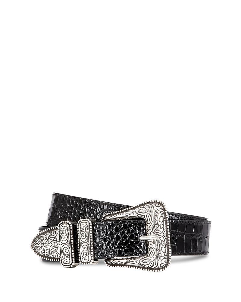 The Kooples Womens Croc Embossed Leather Belt Product Image