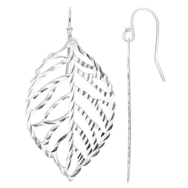 A&M Sterling Silver Hanging Leaf Dangle Earrings, Womens Product Image