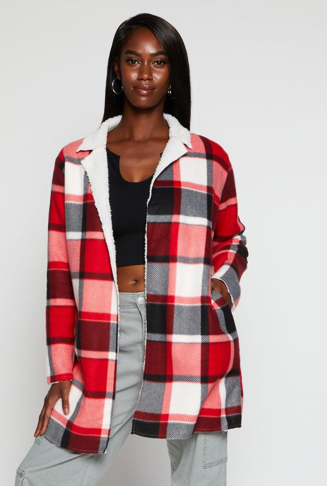 Womens Plaid Open Front Coat Product Image