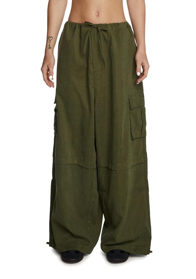 The Ragged Priest Parachute Cargo Pants - Dark Green Product Image