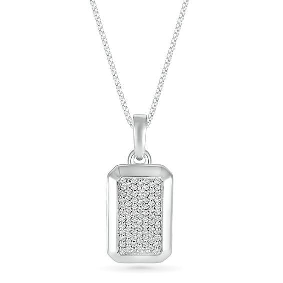 Men's 1/4 CT. T.w. Diamond Three-Dimensonal Frame Dog Tag Pendant in Sterling Silver - 22" Product Image