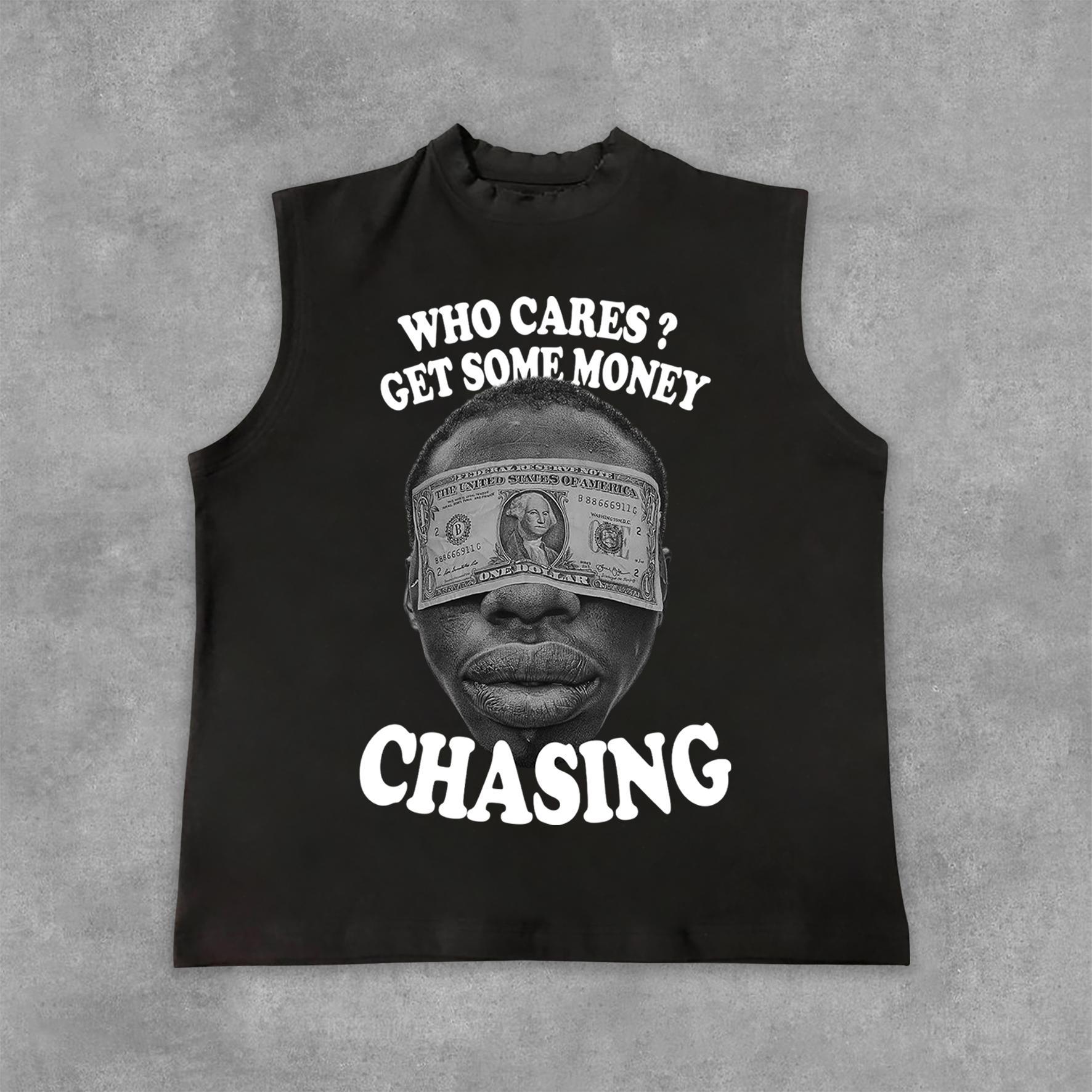 Vintage Chasing Money Graphic Print Cotton Casual Tank Top Product Image