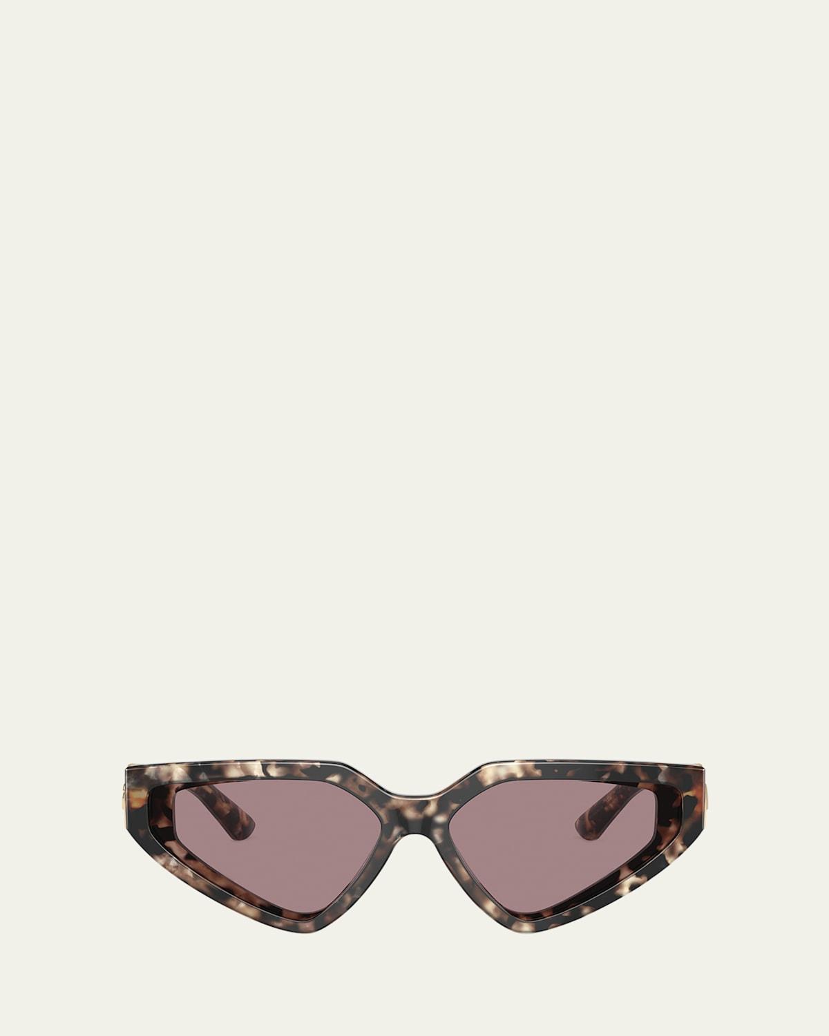 DOLCE & GABBANA Dg Crossed Logo Acetate & Plastic Cat-eye Sunglasses In Havana Brown Pearl Product Image