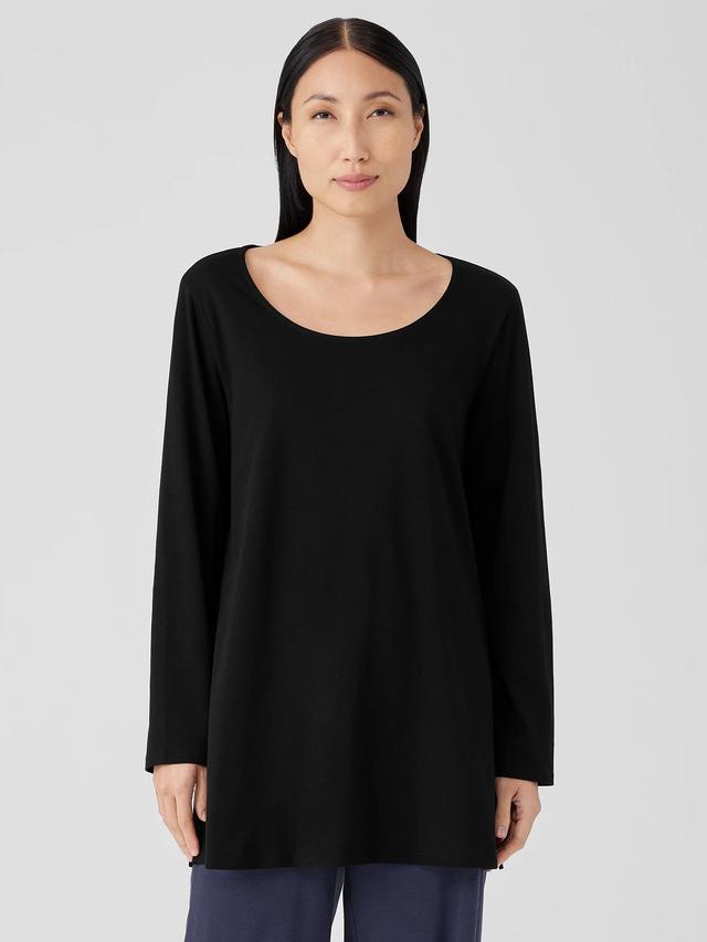 EILEEN FISHER Organic Cotton Interlock Long Sleep Topfemale Product Image