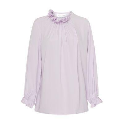 Ruffle Neck Blouse In Purple Product Image