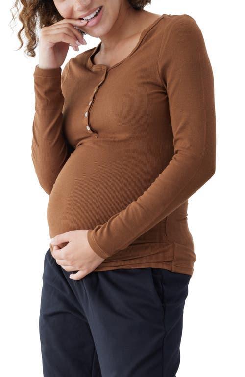 Ingrid & Isabel Ribbed Maternity/Nursing Henley Tee Product Image