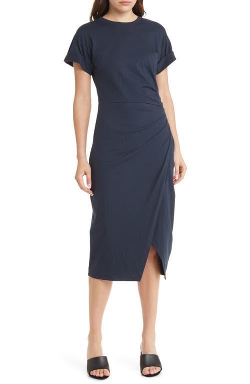 Womens Cotton Wrap-Style Midi-Dress Product Image