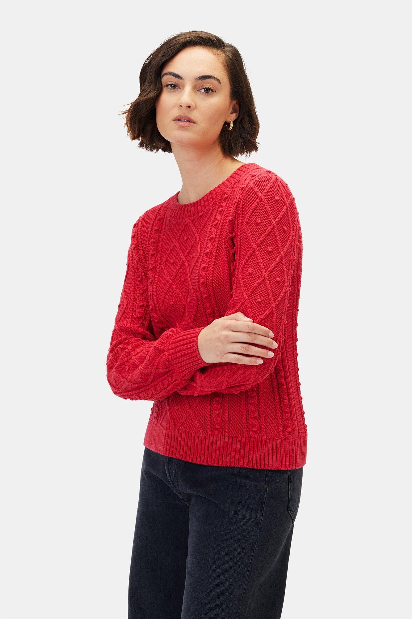 Faedra Organic Cotton Sweater - Red Product Image