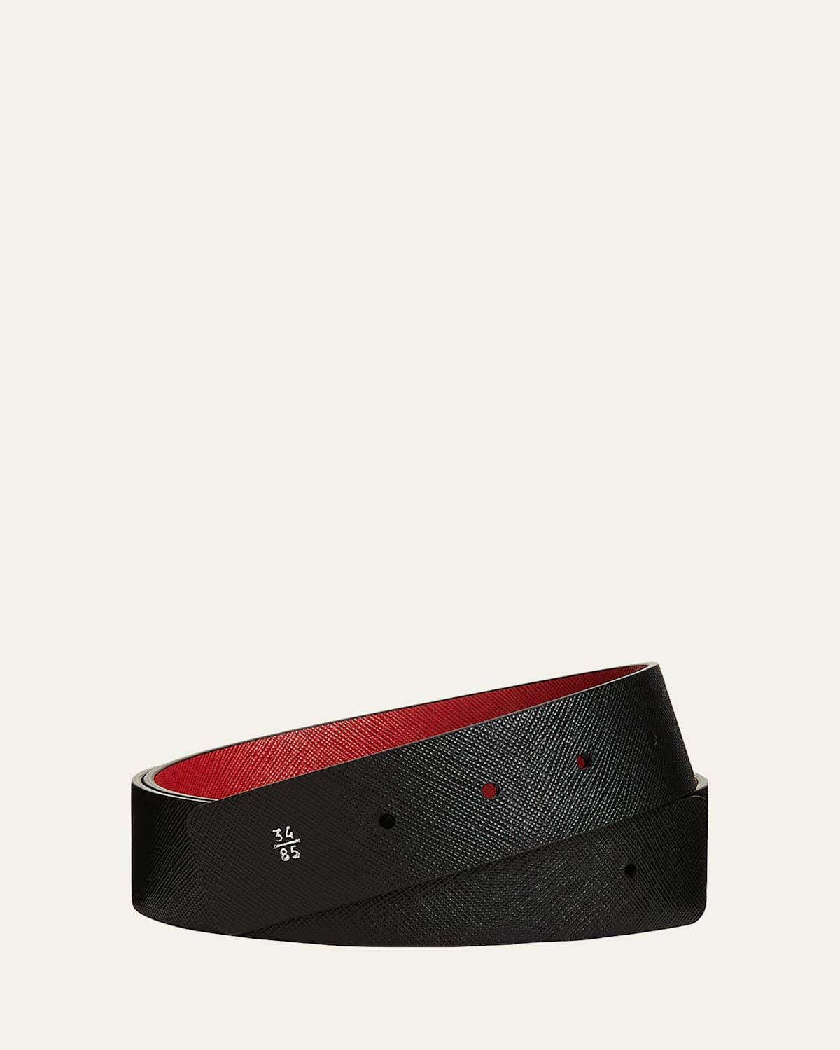 Mens Saffiano Leather Belt Strap Product Image