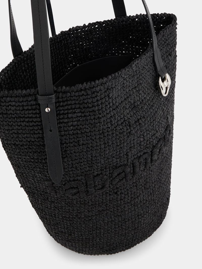 Black Raffia Tote Bag with logo Product Image