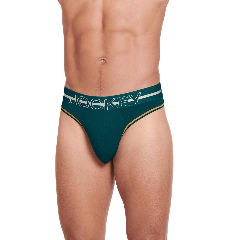 Jockey Men's Sport Silver Microfiber Thong L Gaugin Green Product Image