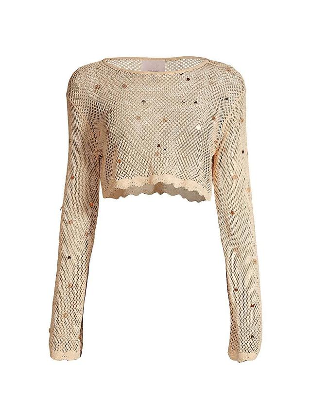 Womens Haven Sequin-Embellished Mesh Knit Crop Top Product Image