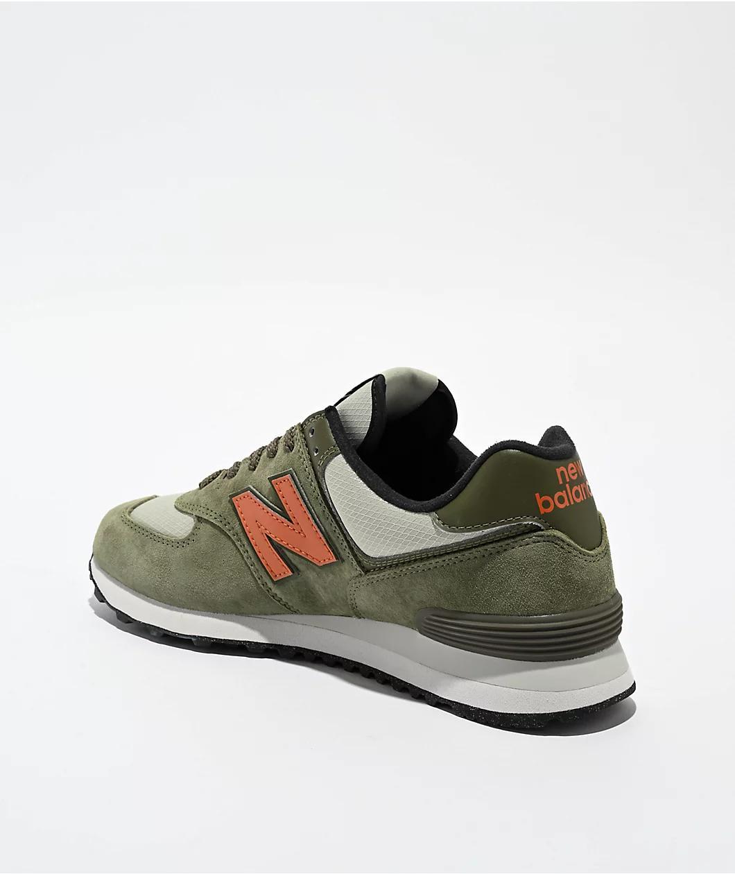 New Balance Lifestyle 574 Dark Olivine & Infield Clay Shoes Product Image