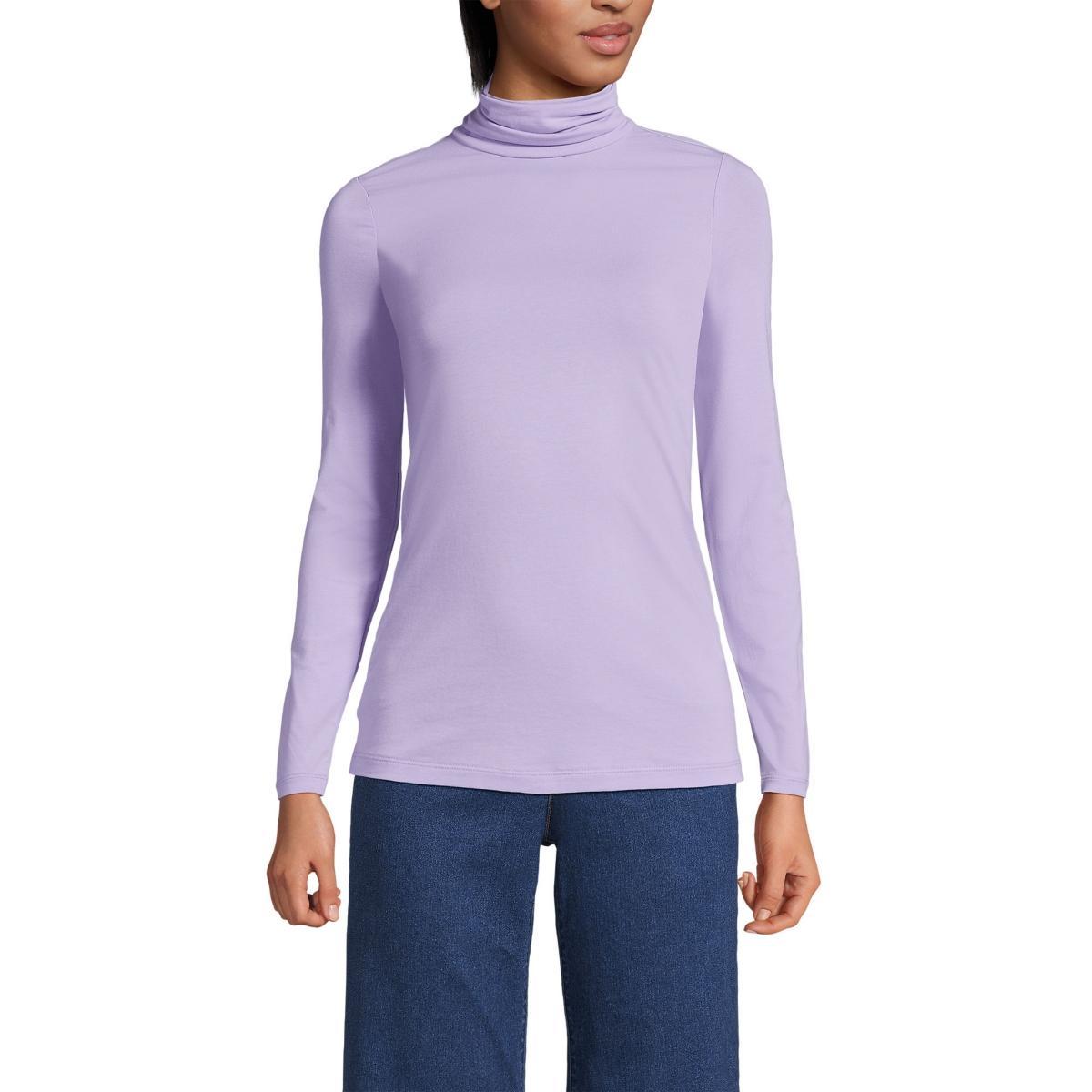 Lands End Womens Lightweight Jersey Skimming Long Sleeve Turtleneck Product Image