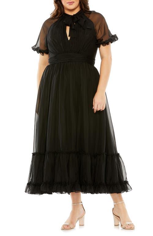 FABULOUSS BY MAC DUGGAL Sheer Puff Sleeve Cocktail Dress Product Image