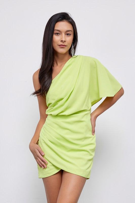 One Shoulder Wrap Dress Product Image