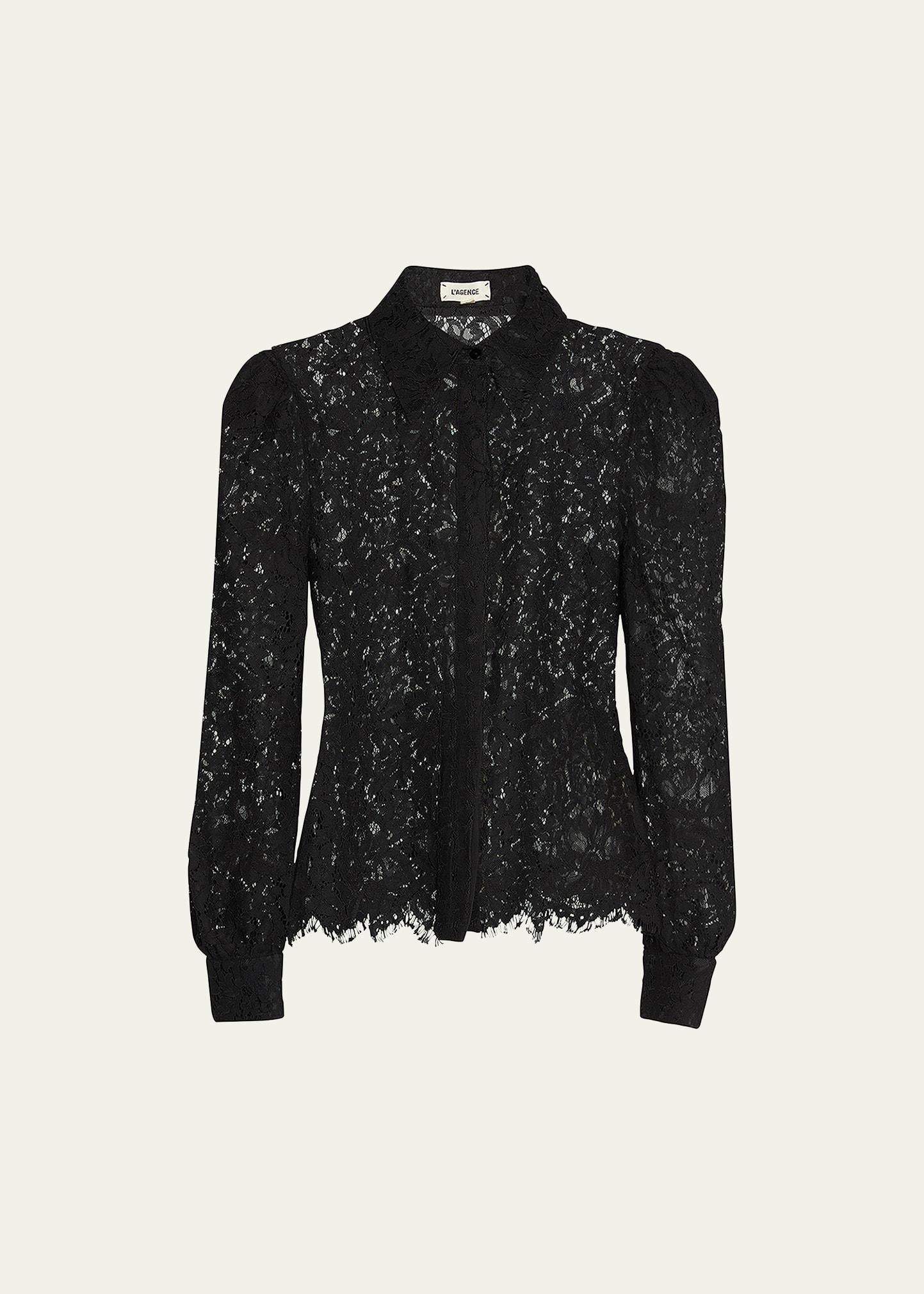 Jenica Lace Button-down Blouse In Ivory Product Image