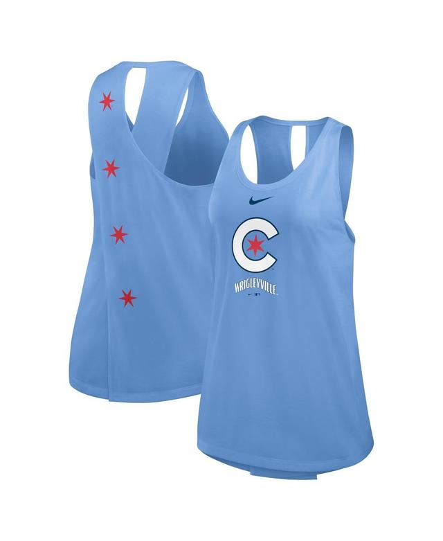 Womens Nike Powder Blue Chicago Cubs City Connect Crossed Back Tank Top Product Image