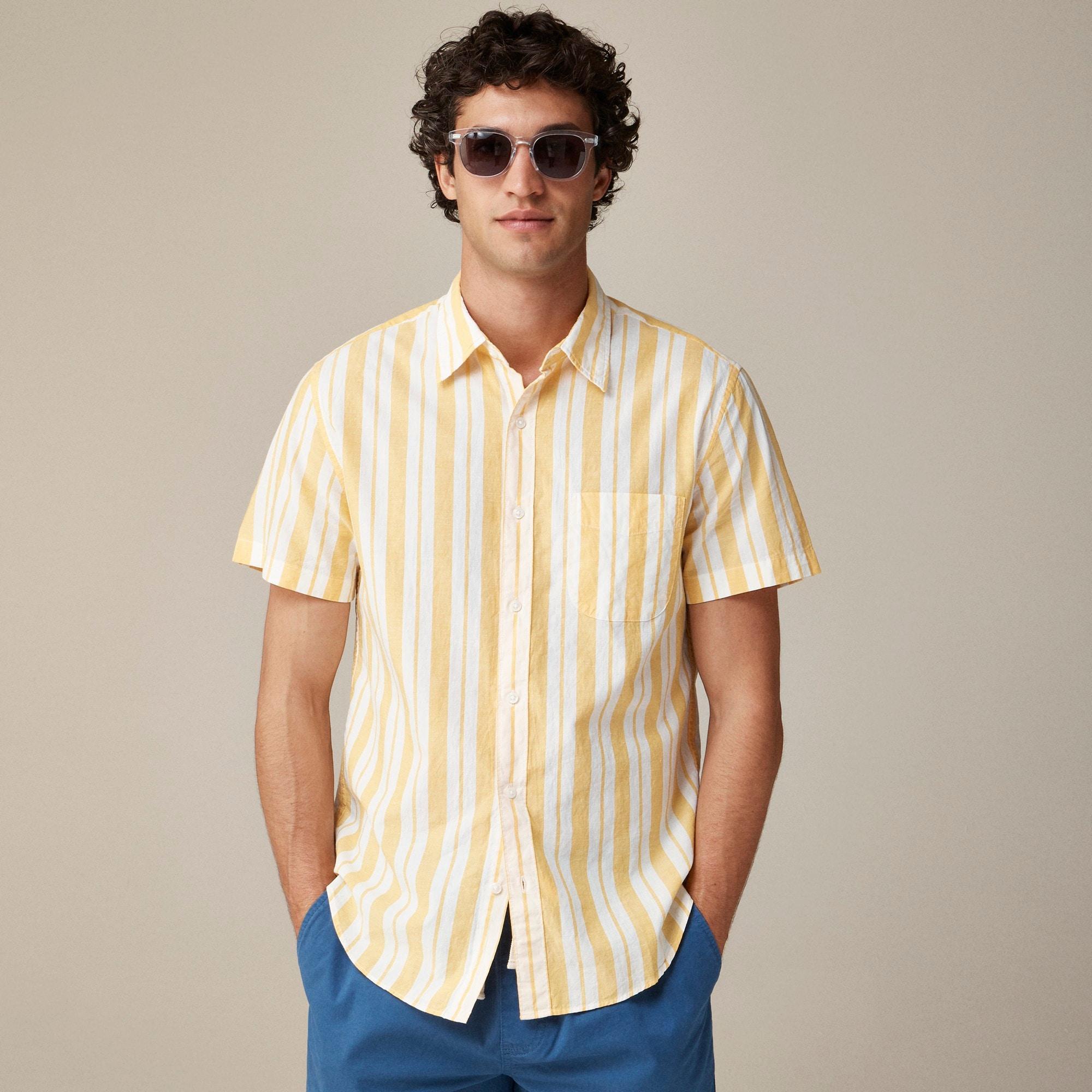 Short-sleeve slub cotton-hemp blend shirt Product Image