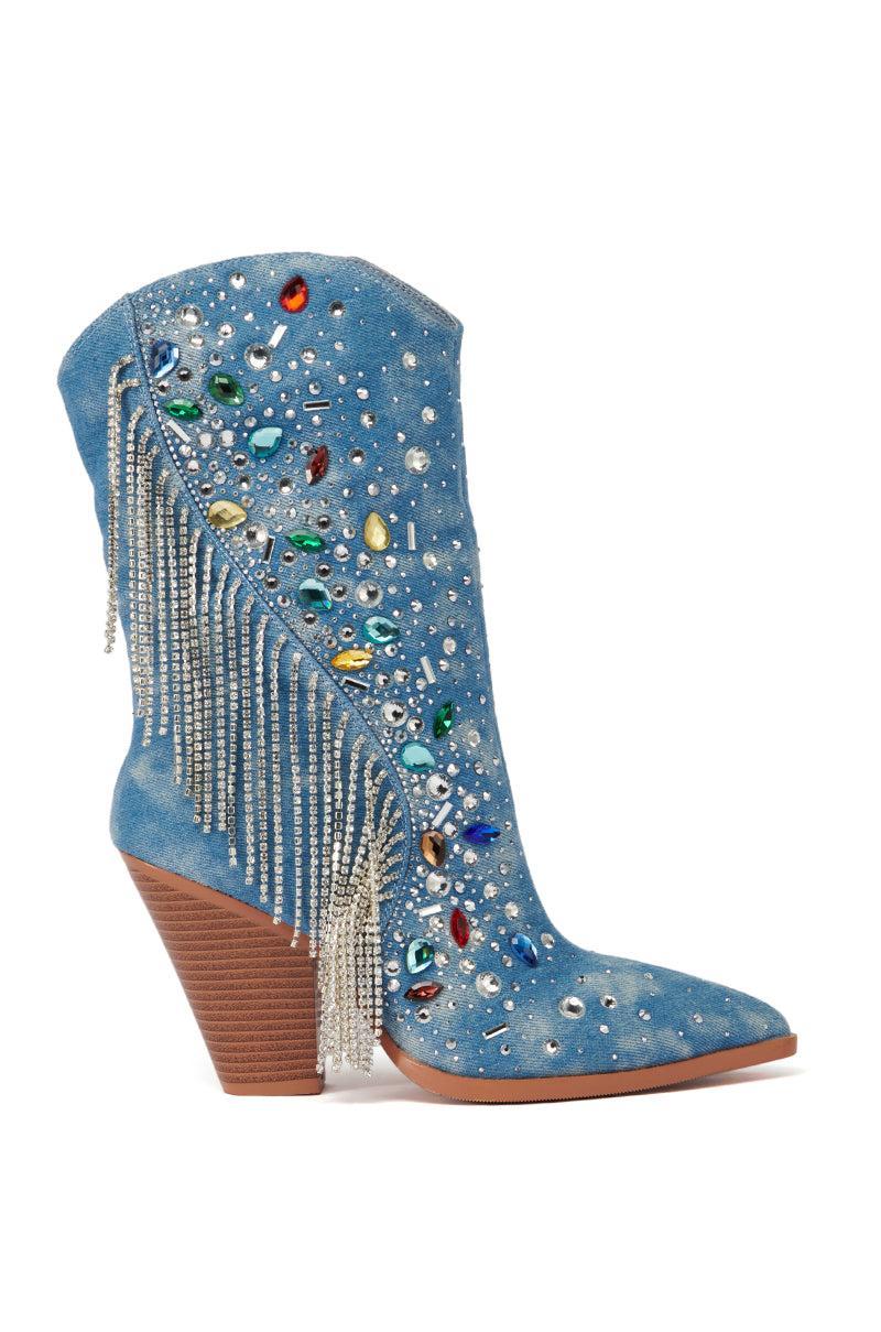 AZALEA WANG GAINES DENIM WESTERN BOOTIE Product Image