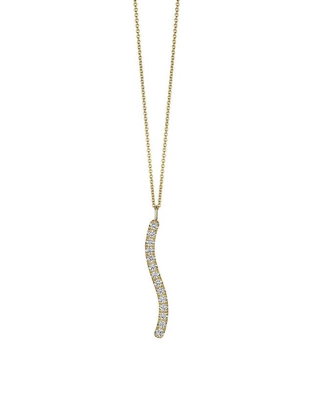 Womens Coup De Coeur 14K Yellow Gold & 0.89 TCW Diamond Vertical Wavy Bar Pendant Necklace Product Image