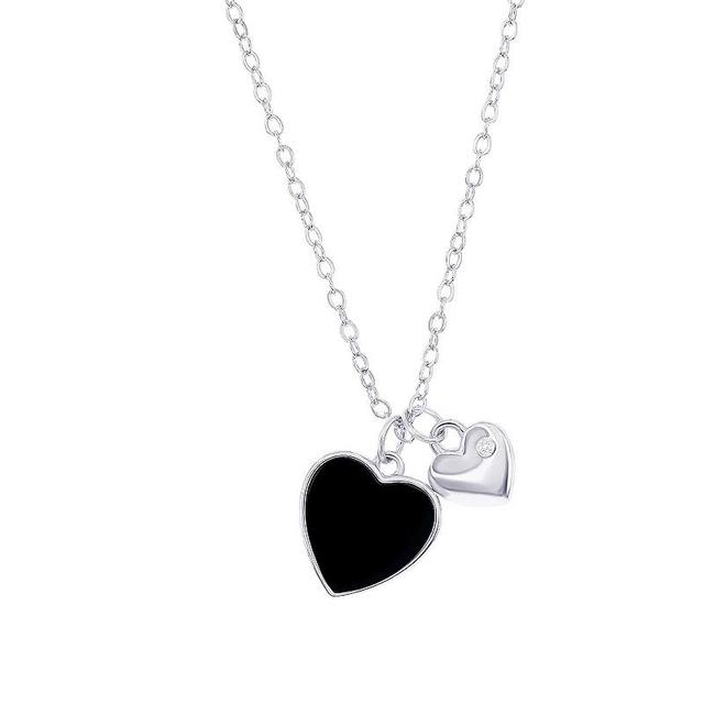 Argento Bella Sterling Silver Onyx Heart Necklace, Womens Product Image