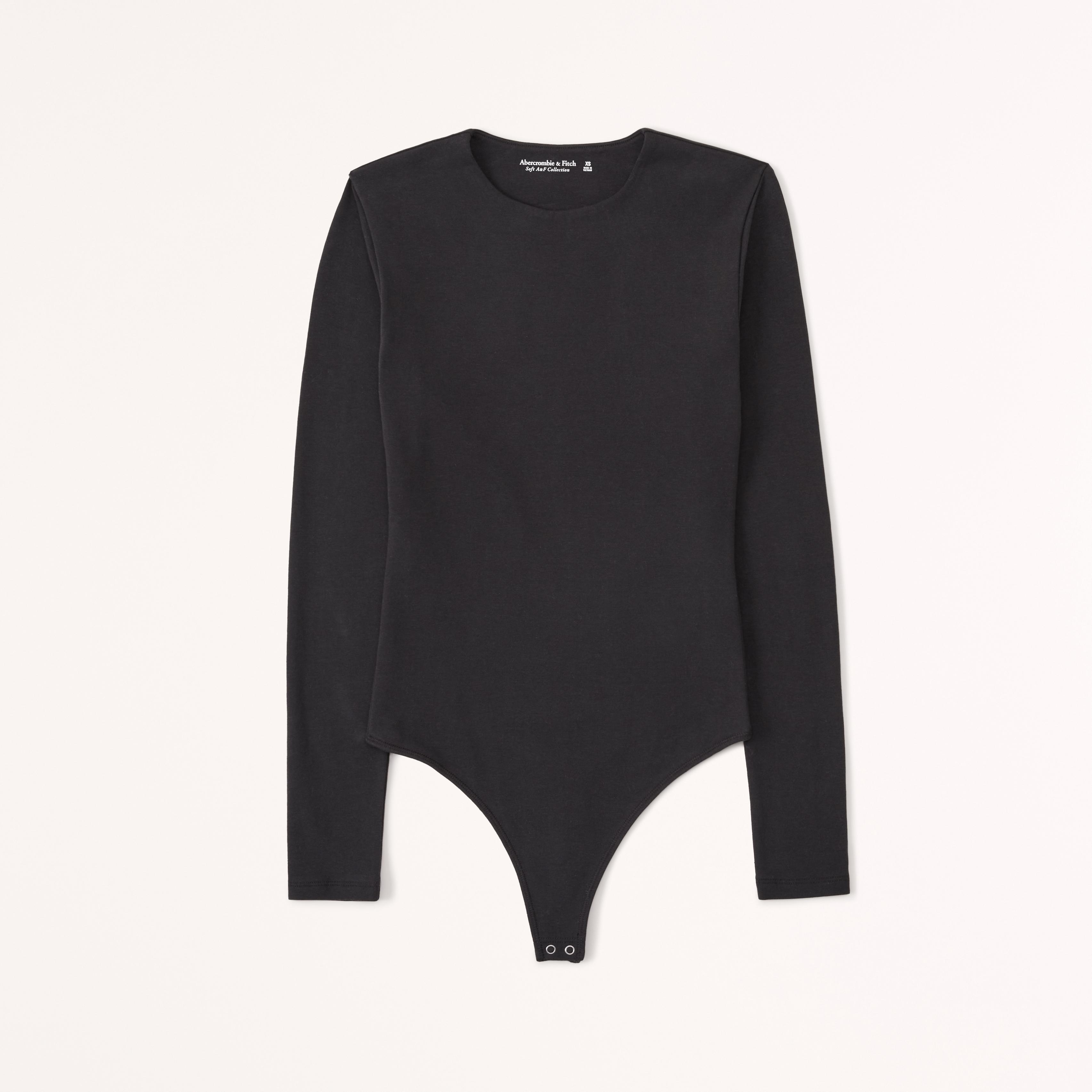 Long-Sleeve Cotton-Blend Seamless Fabric Crew Bodysuit Product Image