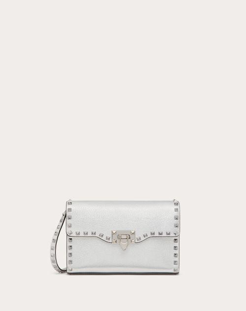 SMALL ROCKSTUD GRAINY METALLIC CALFSKIN CROSSBODY BAG Product Image