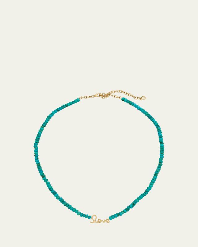 Pure Love 14k Yellow Gold Turquoise Beaded Necklace Product Image