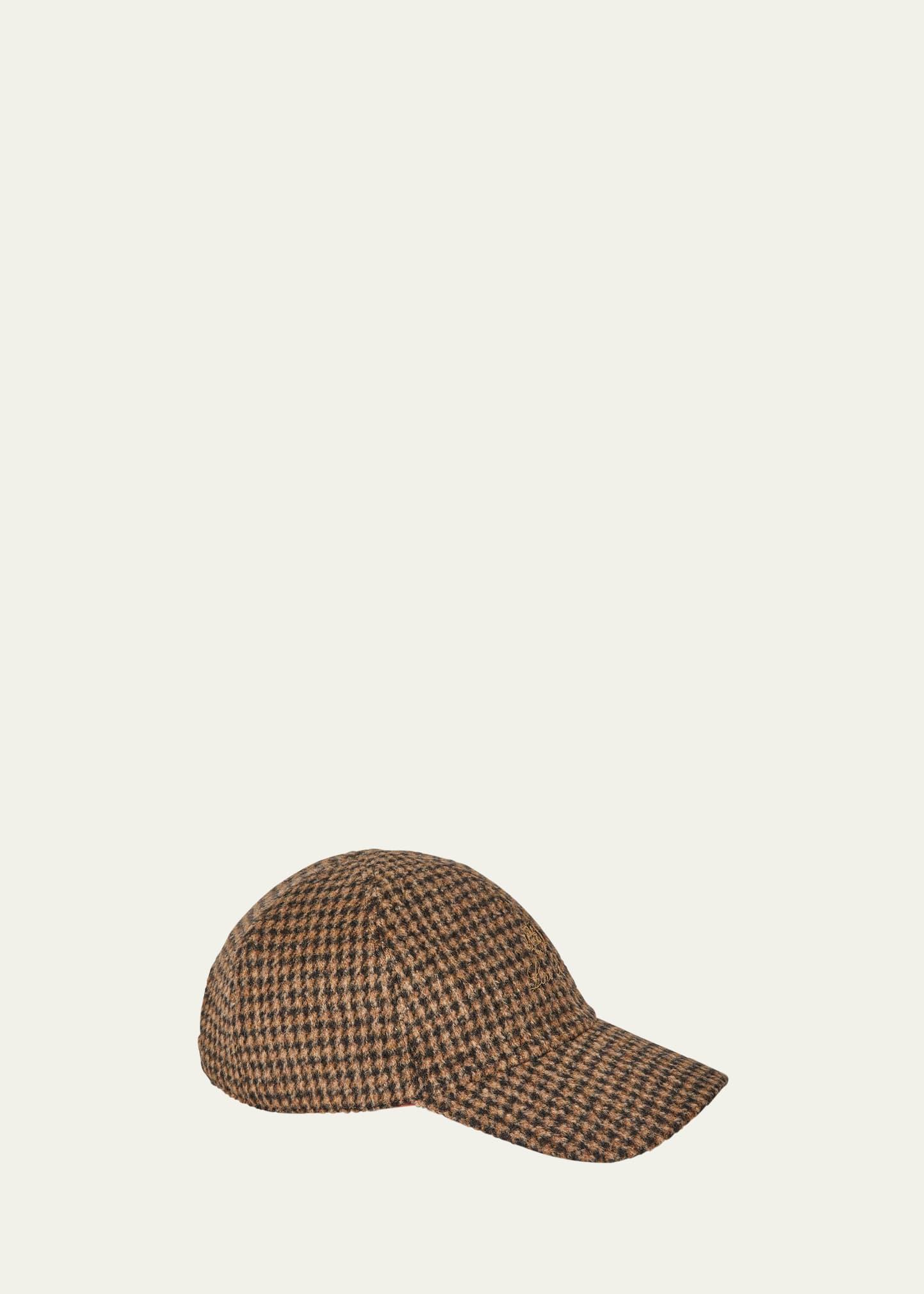 Mens Cashmere-Wool Houndstooth Baseball Cap Product Image