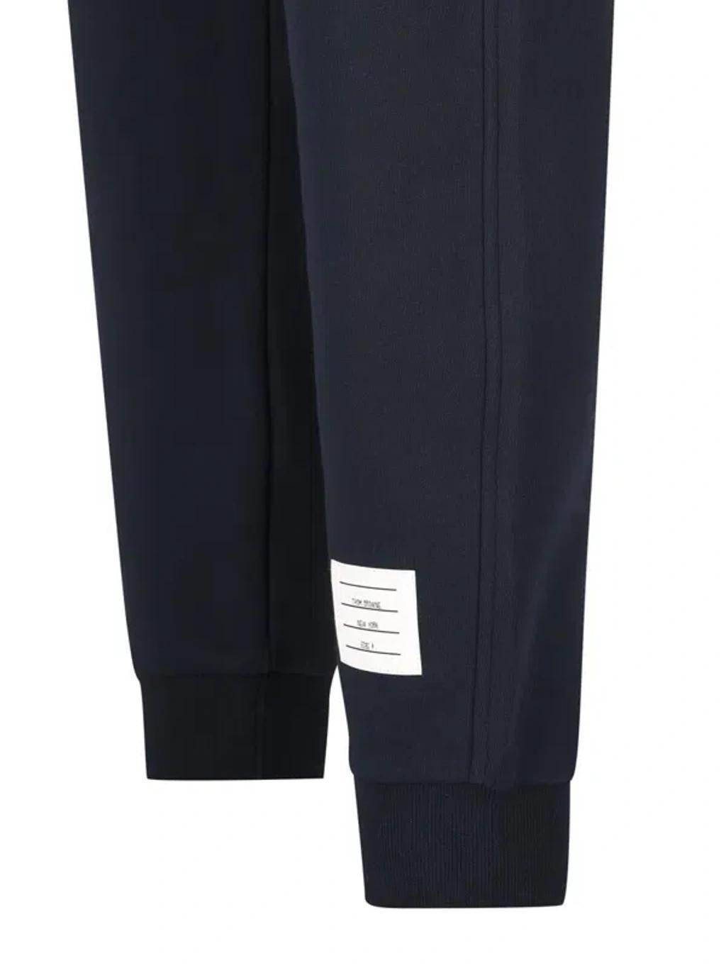 THOM BROWNE Logo Patch Drawstring Pants In Blue Product Image