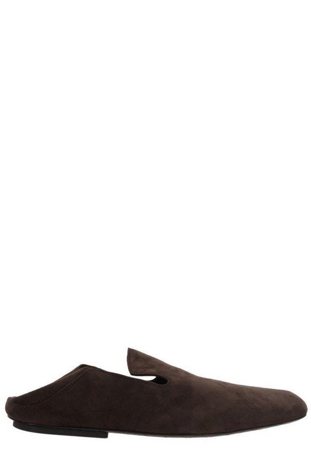 Dark Brown Suede Slip Loafers Product Image