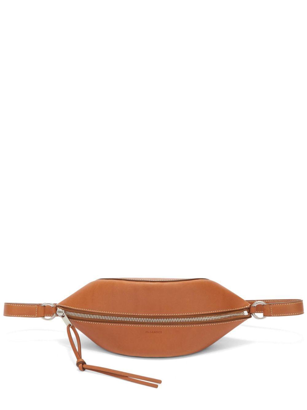 JIL SANDER Logo-debossed Leather Belt Bag In Brown Product Image