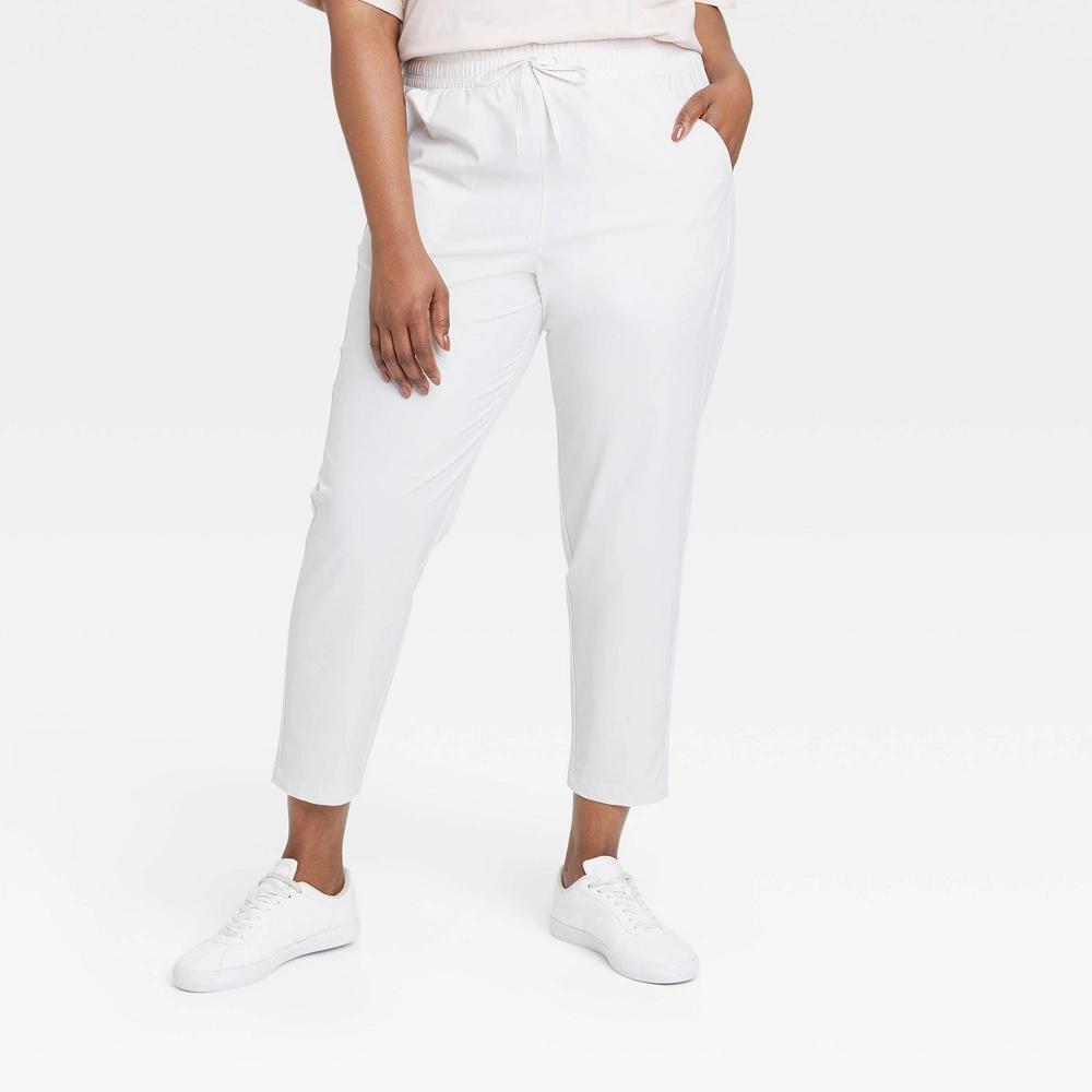 Women's Stretch Woven High-Rise Taper Pants - All In Motion™ Light Beige XL Product Image