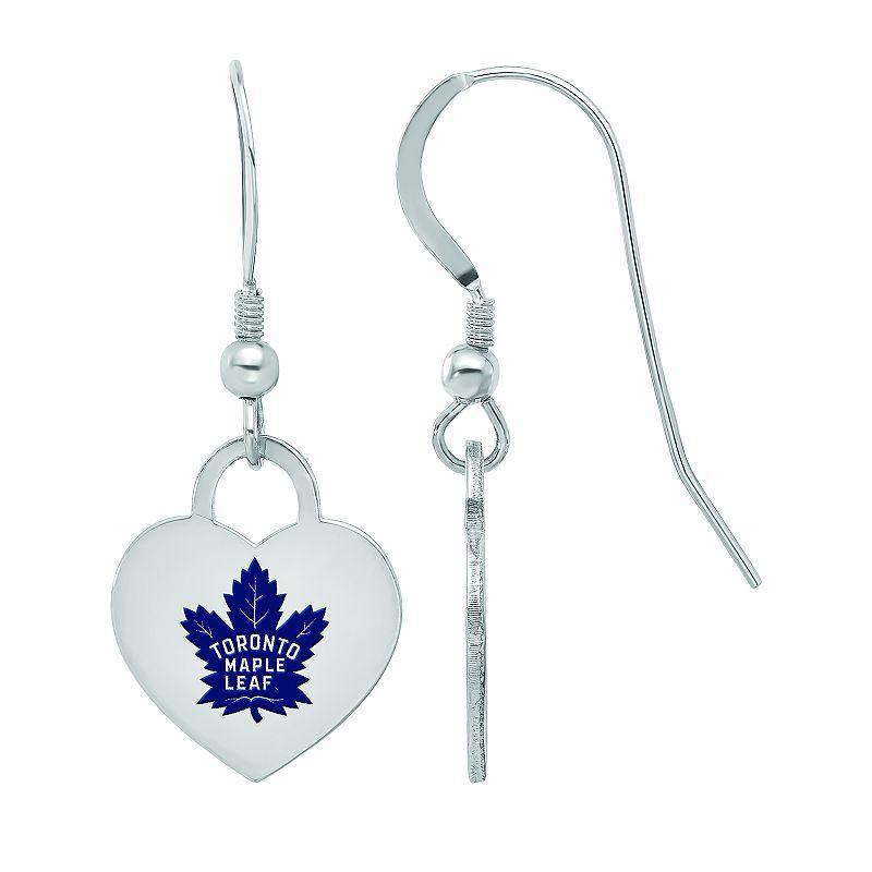 LogoArt Sterling Silver Enamel Toronto Maple Leafs Heart Drop Earrings, Womens Product Image