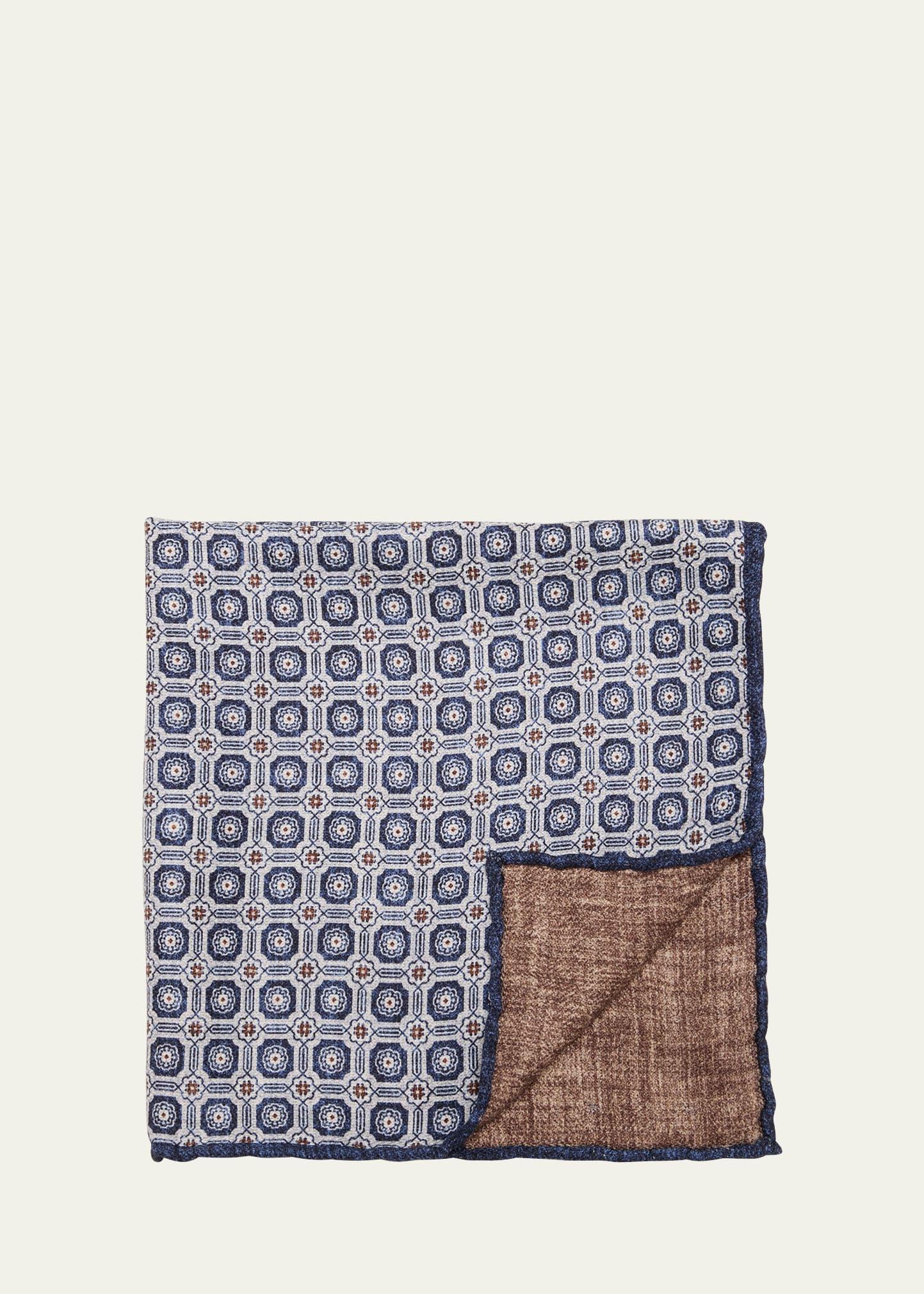 Men's Silk Geometric Pocket Square Product Image