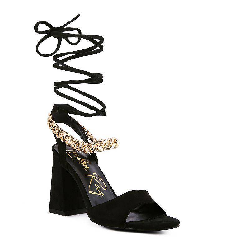 London Rag Gone Gurl Womens Chain Tie-Up Block Heel Sandals Product Image