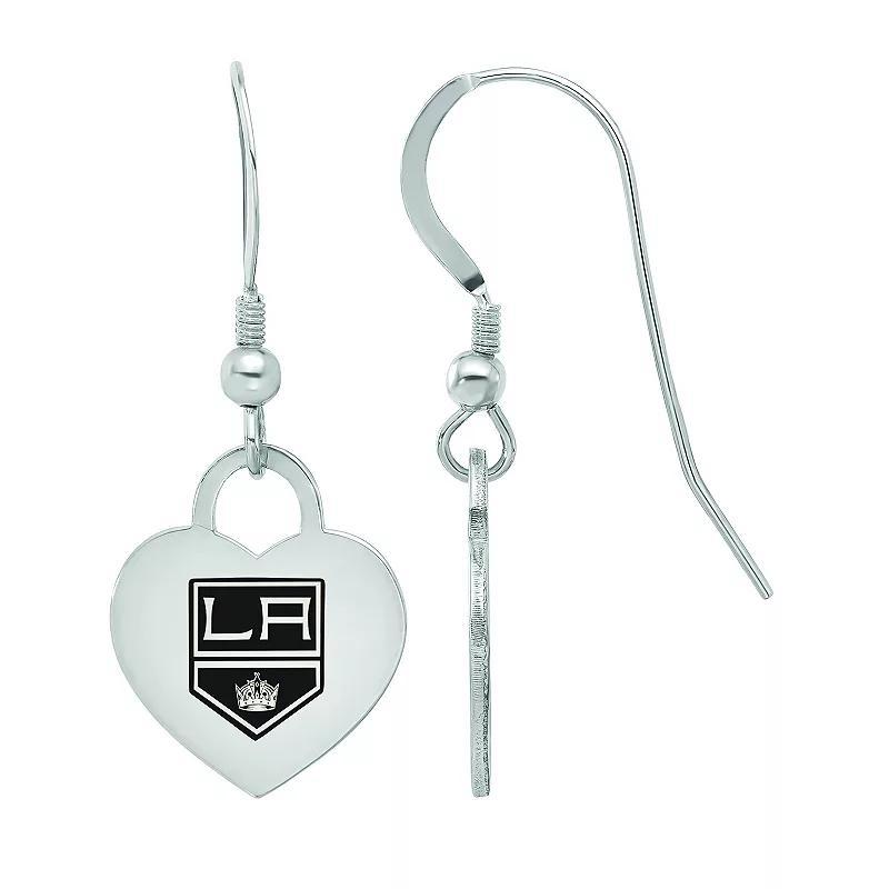 LogoArt Sterling Silver Enamel Los Angeles Kings Heart Drop Earrings, Womens Product Image