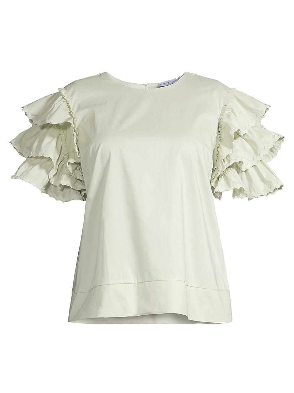 Womens Plus Size Juliette Ruffled Cotton Blouse Product Image