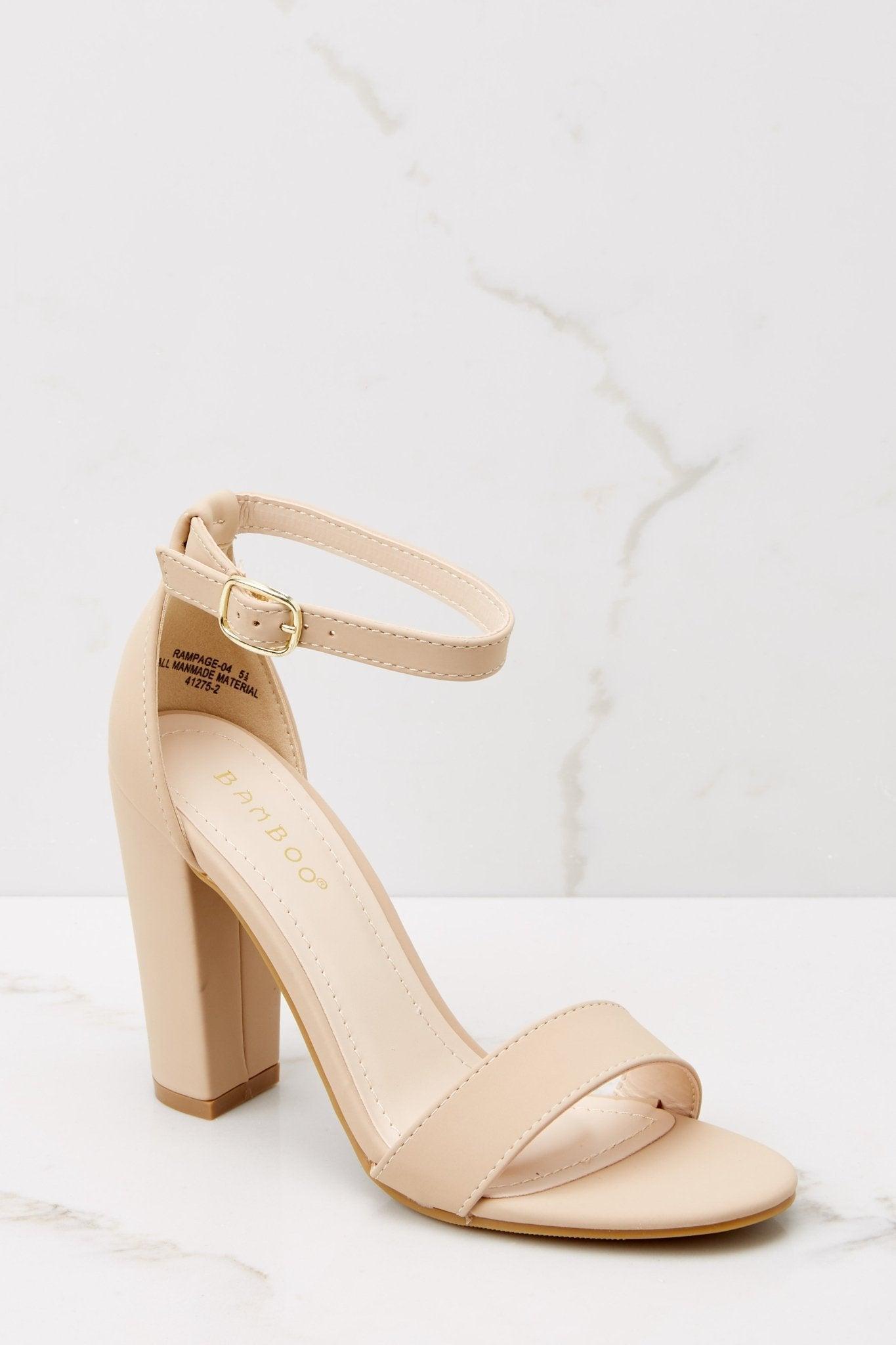 Plans To Dance Beige Ankle Strap Heels Product Image