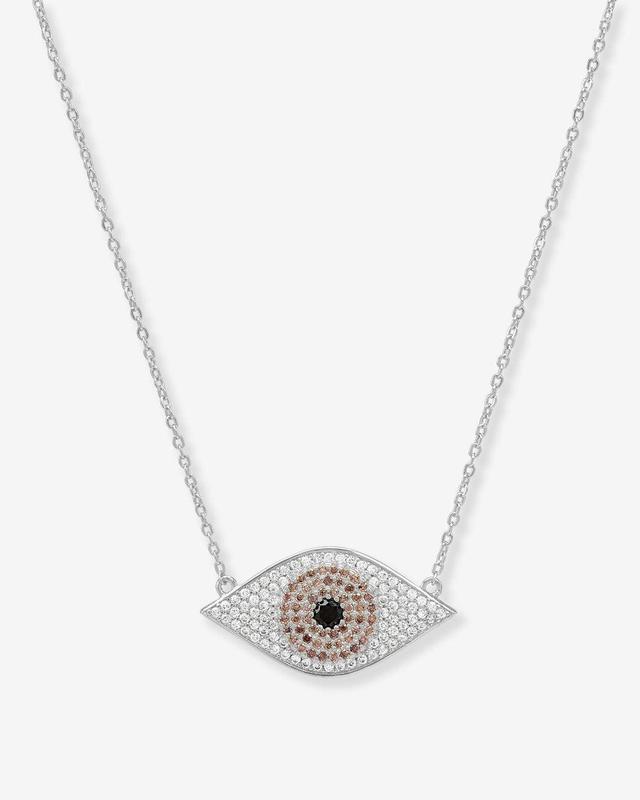 Black Evil Eye Necklace - Silver|Black Diamondettes Product Image