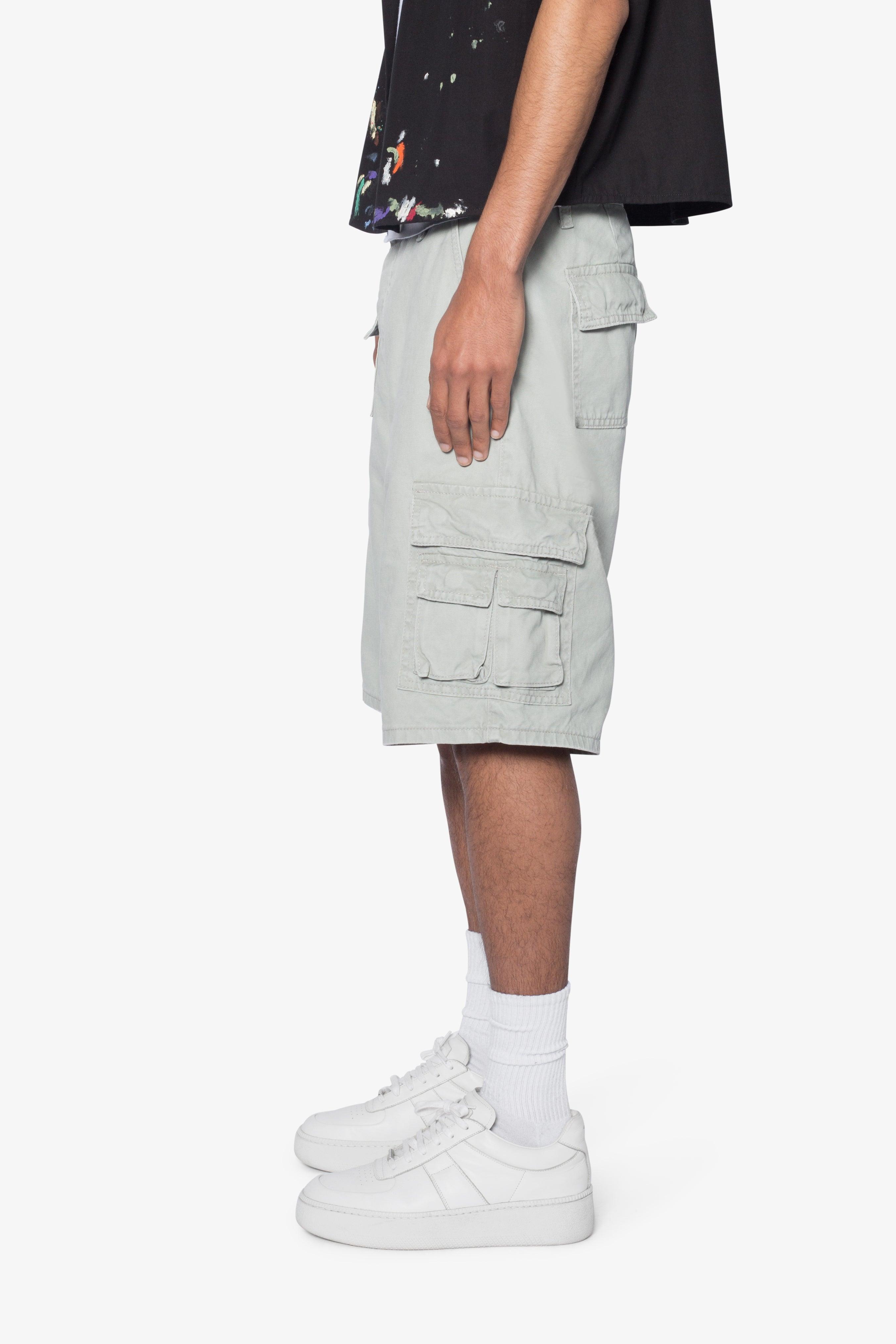 Multi Pocket Cargo Shorts - Grey Product Image