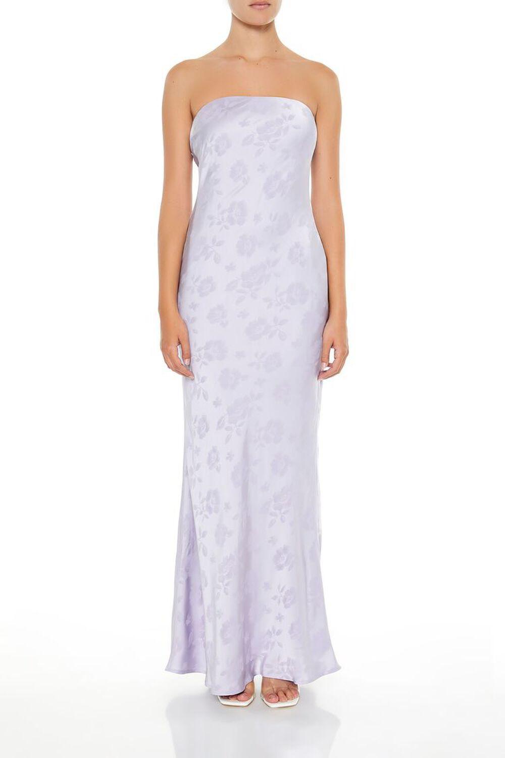 Satin Floral Jacquard Maxi Dress | Forever 21 Product Image